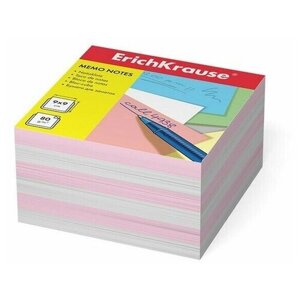 Блок для записей EK без склейки, 9*9*5 см, розовый, 80 г/м2