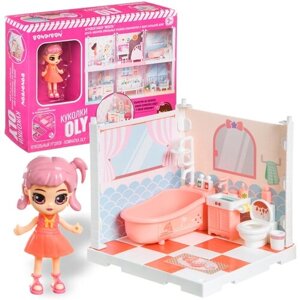 BONDIBON кукольный домик Куколки Oly Ванная комната ВВ4495, розовый