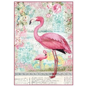 Бумага рисовая мини - формат Розовый фламинго STAMPERIA 21 х 29,7 см (A4) DFSA4273