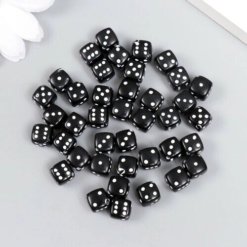 Бусины для творчества ТероПром 7811815 пластик "Чёрный игральный кубик" белые точки набор 20гр 0,8х0,8х0,8 см 78118