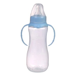 Бутылочка для кормления детская приталенная, с ручками, 250 мл, от 0 мес., цвет голубой микс