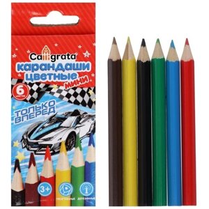 Calligrata Набор карандашей 6 цветов мини Машинка, 1014631 разноцветный