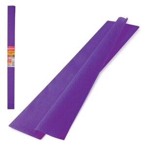 Цветная бумага крепированная плотная в рулоне BRAUBERG, 50х250 см, 1 л., 32 г/м2 1 л. , фиолетовый