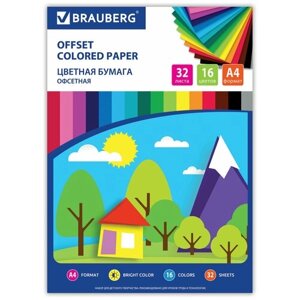 Цветная бумага Лесная сказка BRAUBERG32 л., 16 цв. 1 наборов в уп. 32 л.