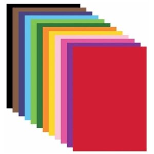 Цветной картон мелованный набор а4 12 цветов канцелярия
