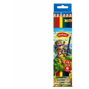 Цветные карандаши пластиковые, Creativiki, 6 цветов