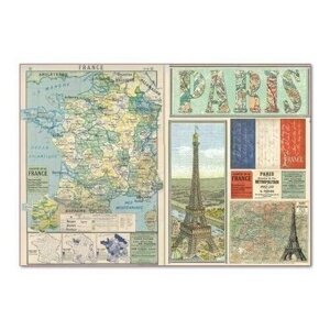 Декупажная карта - Карта Франции, на рисовой бумаге, 48 х 33 см, 1 шт.