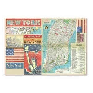 Декупажная карта - Карта Нью-Йорка, на рисовой бумаге, 48 х 33 см, 1 шт.