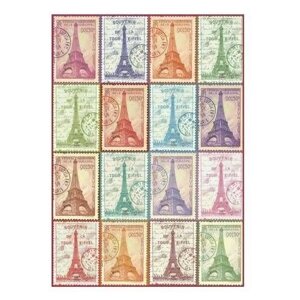 Декупажная карта - марка Эйфелева башня, на рисовой бумаге, 21 х 29,7 см, 1 шт.