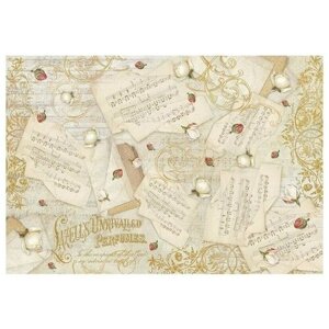 Декупажная карта - музыкальные ноты, на рисовой бумаге, 48 х 33 см, 1 шт.