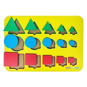 Деревянная рамка-вкладыш "Больше-меньше 1", развивающая игра для малышей по методике Монтессори