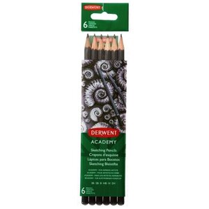 Derwent Набор карандашей чернографитных Academy Sketching Hang Pack 2H-3B, 6 шт (2300086)