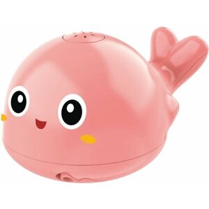 Детская игрушка для ванной "Розовый кит" светящаяся с распылителем воды.