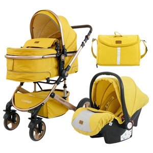Детская коляска-трансформер 3 в 1 Luxmom 518, желтый