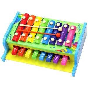 Детская музыкальная игрушка «Металлофон с клавишами и палочкой» 25,5х18х7,5 см