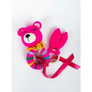 Детский вязаный набор для малыша / погремушка медвежонок + грызунок / Toy_nn