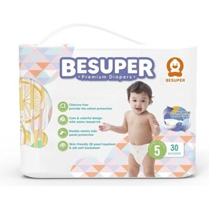 Diapers-подгузники BESUPER Premium, размер XL (5) 12+ кг. 30 шт.