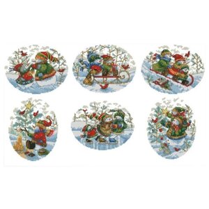 Dimensions Набор для вышивания Playful Snowmen Ornaments (Украшения Игривые снеговики) 6 дизайнов 9 х 11 см (08828)