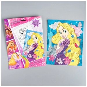 Disney Фреска песком (9 цветов) и блёстками "Рапунцель", Принцессы, бонус: раскраска