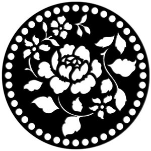 Донышко для вязания "Ветвистая роза"Круг 18 см. Черный акрил