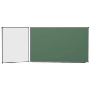 Доска школьная комбинированная 120х225 BoardSYS, двухэлементная меловая/маркерная, зеленая/белая, крыло слева 20ДЭ1-225Кл