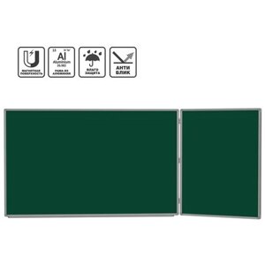 Доска школьная магнитно-меловая 120х255 BoardSYS, двухэлементная зеленая, крыло справа 30ДЭ1-255Мпр