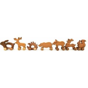Эко набор "лесные звери"деревянные игрушки-каталки/каталки для малышей
