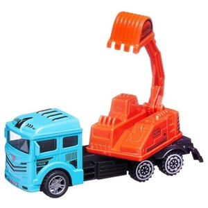 Экскаватор Junfa toys Спецтехника. Экскаватор (WT-0715), 12 см, голубой/оранжевый