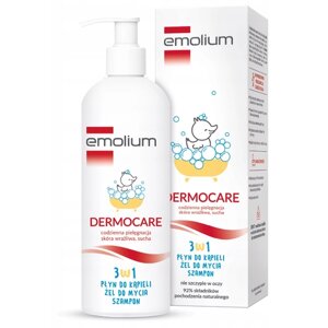 Emolium (Эмолиум) Dermocare пена для ванн, гель для мытья тела и шампунь для волос 3в1, 400 мл