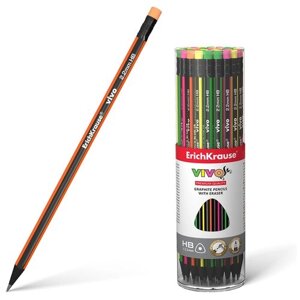 ErichKrause Набор чернографитных трехгранных карандашей с ластиком Vivo 42 шт., 45623