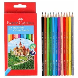FABER-CASTELL Карандаши 12 цветов Faber-Castell ECO «Замок» 1201 7/2.8 мм, шестигранный корпус, без точилки