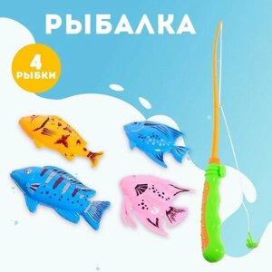 FlashMe Рыбалка «Морская волна», 4 рыбки, удочка микс