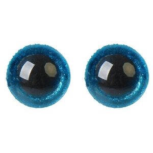 Глаза винтовые с заглушками, «Блёстки» набор 30 шт, размер 1 шт: 1,6 см, цвет голубой