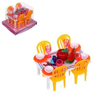 Игроленд Набор мебели и посуды для кукол, пластик, 13,5 11 10см, 967
