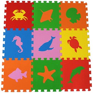 Игровой мягкий пол, коврики-пазлы, набор "Морские животные"