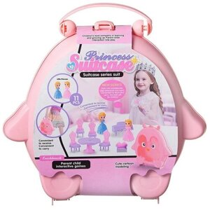 Игровой набор Junfa "Розовый совенок" чемоданчик с 2 куколками и мебелью