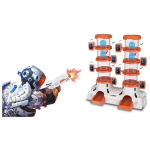 Игровой набор Junfa Toys Тир с 2-мя бластерами и многоярусной мишенью DQ-03482, белый/оранжевый