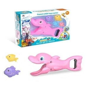 Игрушка для купания "Розовый дельфин с рыбками" в коробке