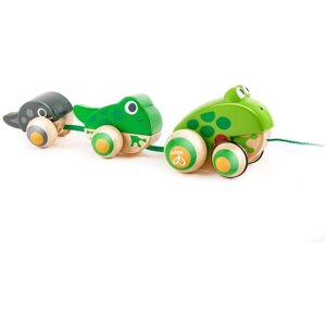 Игрушка для малышей каталка "Семья лягушек на прогулке"