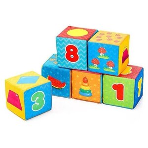Игрушка мягконабивная, мягкие кубики для малышей ZABIAKA "Обучающие", 8 см, 6 шт.