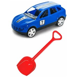 Игрушки для песочницы для снега Детский автомобиль (Кроссовер) синий + Лопатка 50 см. красная