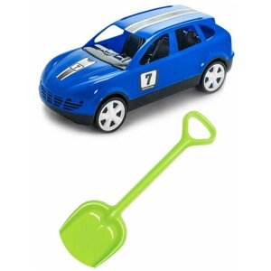 Игрушки для песочницы для снега Детский автомобиль Кроссовер синий + Лопатка 50 см. салатовая