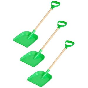 Игрушки для песочницы для снега Лопатка пластмассовая с деревянной ручкой 60 см. (зеленая) - 3 шт., набор лопат