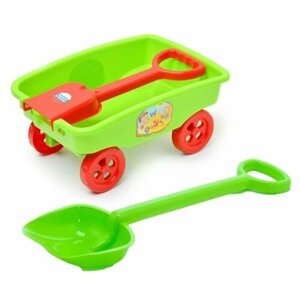 Игрушки для песочницы для снега Тележка детская садовая + Лопатка для песочницы зеленая 50 см