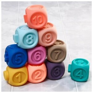 Игрушки для ванны, "Кубики", резиновые, развивающие, 10 шт