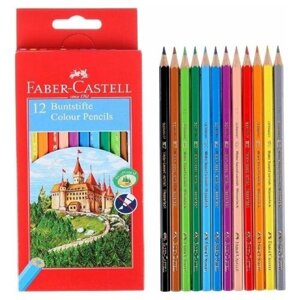 Карандаши 12 цветов Faber-Castell ECO "Замок" 1201 7/2.8 мм, шестигранный корпус, без точилки