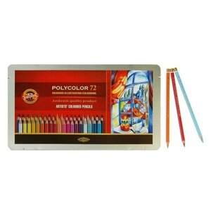 Карандаши художественные 72 цвета, Koh-I-Noor PolyColor 3827, мягкие, в металлическом пенале
