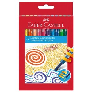 Карандаши восковые Faber-Castell, 12 цветов, выкручивающийся стержень, европодвес