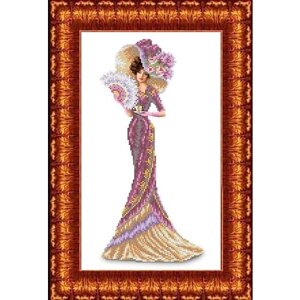 Каролинка Канва с рисунком для бисера и ниток Дама с кофе 23.7 x 39.1 см (КБЛ-3013)