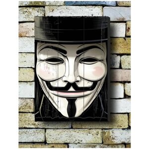 Картина на досках "В для Вендетта. Вендета. v for vendetta. Гай Фокс" 30/40 см